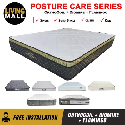 Living Mall OrthoCoil + Diomire + Flamingo - Posture Care Series Spring Mattress - All Sizes