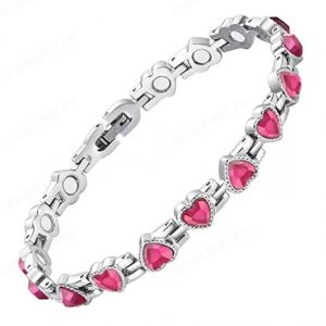 Heartshaped Gauss Magnetic Bracelet with Adjustable Diamond for Womens Fashion