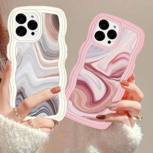 (Lokal Ready) Xinyu Casing hp iPhone 14 iPhone 14 Pro Max iPhone 11 iPhone13 Pro Max 11 Pro Max iPhone 12 XR XS MAX iPhone 6 6S 7 8 Plus SE 2020 Popular Corak Strip Tekstur Marble yang indah Pinggir Gelombang Soft Cover