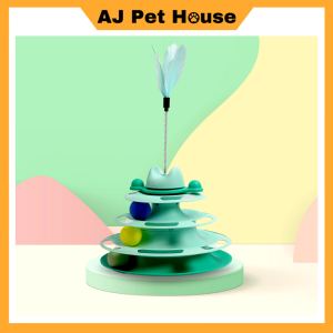 4 Layer Cat Spinning Balls Toy Cat Tower Toy Ball Cat Teaser Cat Toys Mainan Bola Kucing Bertingkat  宠物玩具 猫玩具