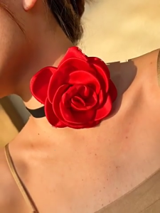 Flower Choker Collar Necklace Adjust Rose Collarbone Necklace for Women Party Neckwear Elegant Necklace for Dress