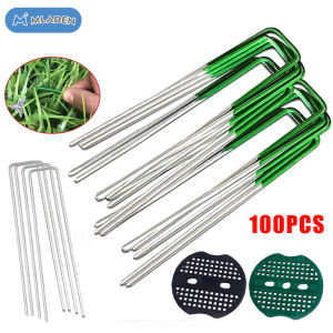 MLADEN 100Pcs DIY Metal U Pins Artificial Grass Turf Mat Pegs Staples Garden Weed Paku Weedmat Paku U