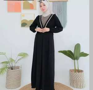 Gamis Luxe Kekinian Poliester Lurus Elegan untuk Acara Formal/Bebas