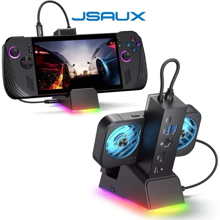 JSAUX 7-in-1 Multifunctional Cooling Docking Station RGB For ROG Ally X, Steam Deck OLED, Legion Go