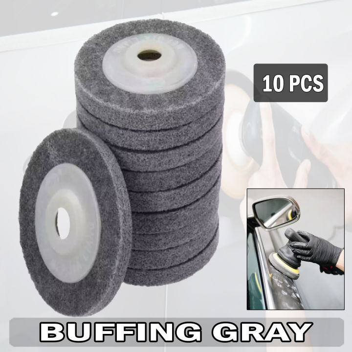 10pcs Gray Fiber Polishing Sanding Disc Metal Buffing Wheel Pad Angle ...