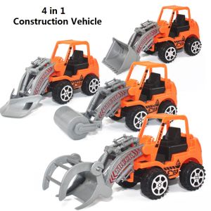 4 in 1 set Construction Vehicle model set cake ornaments cartoon excavator truck children boys toys gifts cake topper