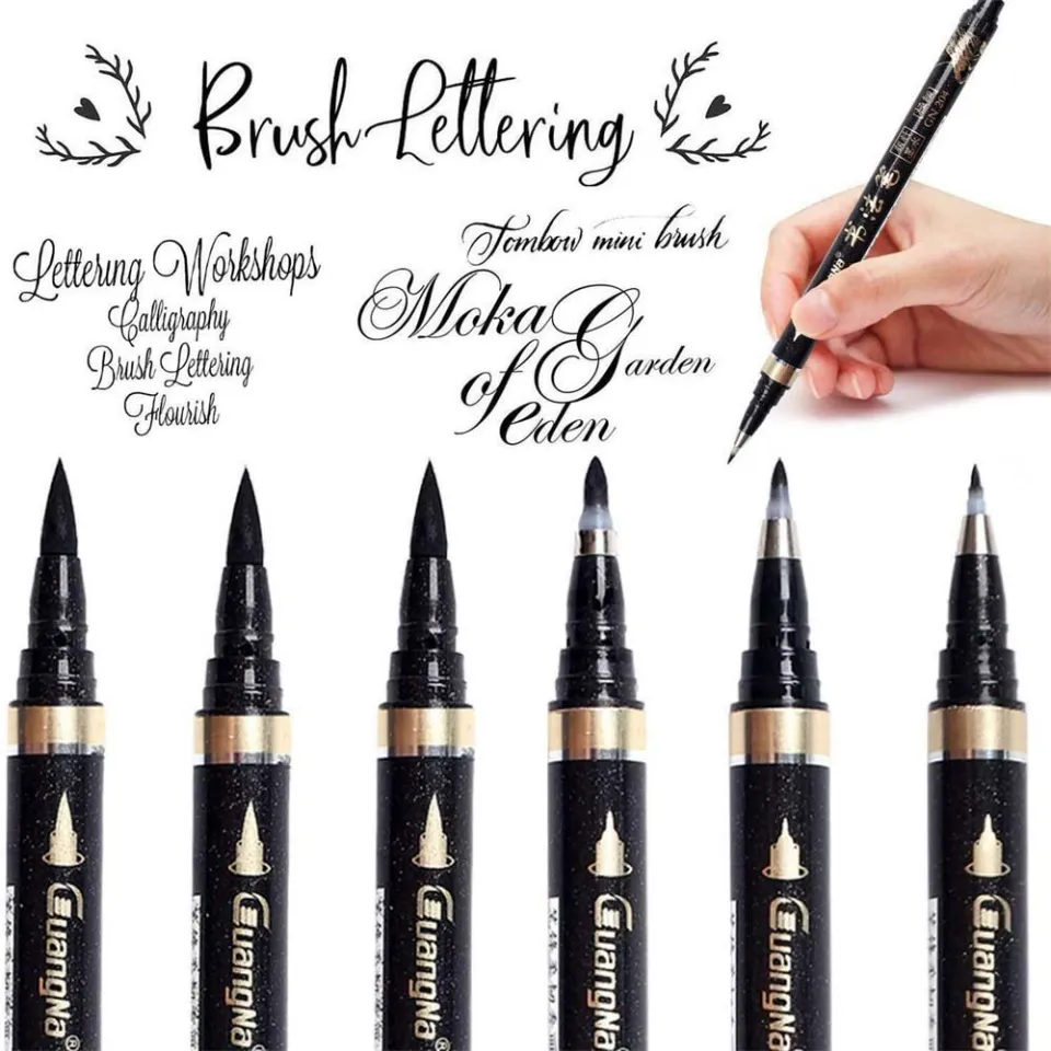 4/6/9Pcs Calligraphy Pens Caligraphy Beginners Set Can Refill Ink Black  Marker Brush Pre-Writing（not include refill ink) - Main Image
