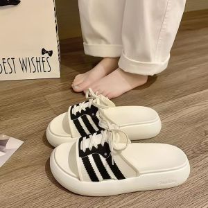 UoMeAi Sandal Selop Wanita Korea Flats Tebal Empuk Karet EVA Sandal Sepatur Bertali Anti Slip