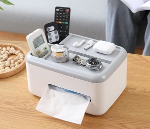 Alcor System Nordic Grey Tissue Box Organizer/Desktop/Living Room/Office