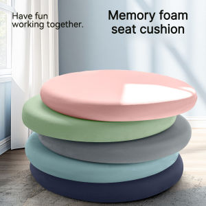 【Super low price】Round Ice Silk Fiber Fabric Seat Cushion Rebound Memory Foam Stools Chair Cushion Japanese Solid Thick Soft Comfy Butt Cushion