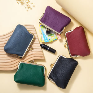 New Style Genuine Leather Coin Purse Lychee Grain First Layer Cowhide Material with Chain Mouth Gold Can Store Coins