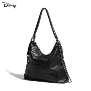 Disney Mickey 100th Anniversary Series Large Capacity Double Shoulder Strap Commuter Tote Bag Soft Leather PU Leather Chain Shopping Bag Fashion Trend All-Match Simple Female Bag Light Luxury French Shopping Bag