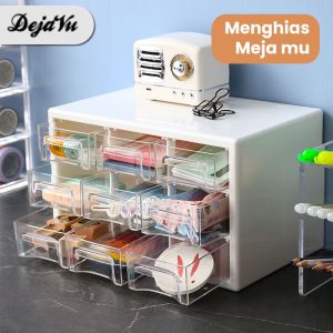COD Dejavu Kotak Penyimpanan Meja Kotak Perhiasan dan Aksesoris 6&9 Petak Transparent Plastic Storage Box for Small HRM319
