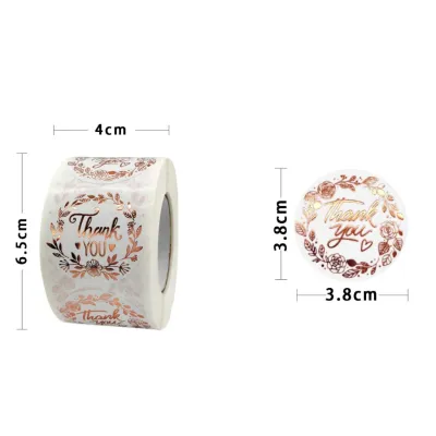 Thank You Label Stickers 500 Pcs Round Rose Gold Thank You Roll Stickers Adhesive Small Business Labels Decals for Boutiques Shop Wrapping Supplies