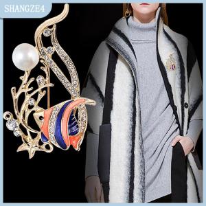【SHANGZE4】 Đa Men Cá Trâm Cài Pha Lê Rhinestone Động Vật Trâm Phù Hợp Với Corsage Pin