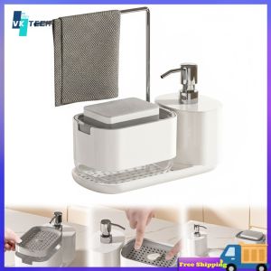 [ VKTECH ] Contemporary Soap Dispenser with Soap Dish and Sponge Holder for Stylish Kitchen