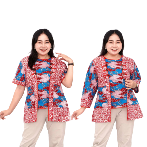 Blouse Big Size LD 140 Wanita Atasan Batik Jumbo L-XL-2L-3L-4L-5L-6L-7L Model Blus Jumbo Kerja Batik / Atasan Big Size Kerja Wanita / Pakaian Batik Kekinian Model Seragam Wanita Big