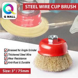 Steel Wire Cup Brush 3" M10 X 1.5 Crimped Wheel Brush Rust Paint Remover Sanding Grinding Cleaning DIY Tool