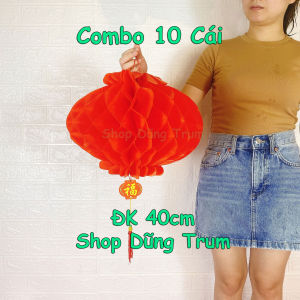 COMBO 10 Đèn Lồng Đỏ trang trí Tết chữ Phúc chất liệu chống nước