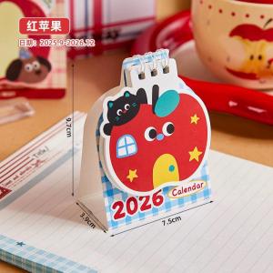 2026 Apple Cartoon Mini Desk Calendar Decoration Creative New Year Calendar Office Desktop Knick-knacks for Students to Decorate Mini Calendars Student Stationery New Year Gift