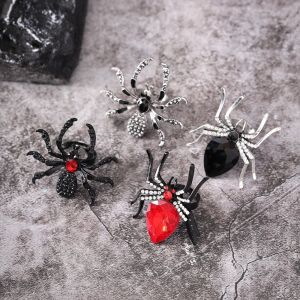 DYJKOUG Animal Open Ring Rhinestone Insects Finger Ring Hip Hop Punk Spider Ring Girl