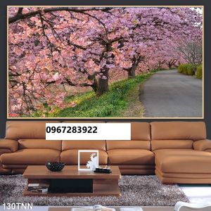 Gạch tranh hoa đào trang trí tường