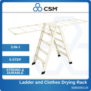 CSM 5 Step 2 in 1 ProReach Aluminium Ladder Clothes Drying Rack Foldable Multipurpose Step Ladder