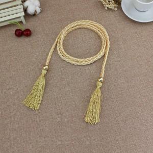 Thắt lưng dây bện chỉ tua rua phối màu đai váy dây tết gắn tua rua