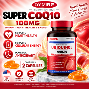 DYVIRE Super CoQ10 Ubiquinol 100MG 8X Better Absorption 90 Softgels Made in USA Supports Heart Health Cellular Energy Powerful Antioxidant Dietary Supplement EXP 01/2028