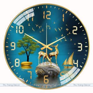 Đồng Hồ Tráng Gương "HƯƠU TUẦN LỘC" In UV 5D Cao Cấp Mang Lại Tài Lộc Và Vận May