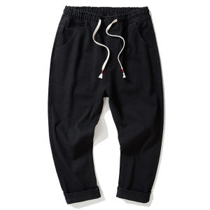 เสื้อผ้าผู้ชายไซส์ใหญ่ กางเกงยีนส์ขาสั้น กางเกงฮาเร็มทรงหลวม กางเกงอ้วนขากว้าง