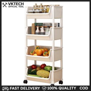Plastic Cart Organizer with Wheel Kitchen Storage Trolley for Kitchen Bathroom Living Room Office