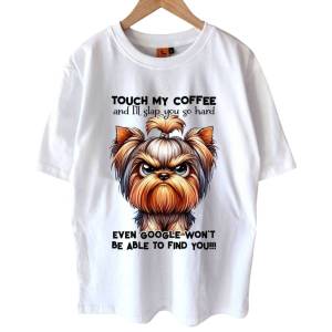 เสื้อยืดคอกลมผ้าฝ้ายพิมพ์ลายหมาหน้าตลก สีขาว พร้อมส่ง