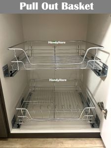 2 x Kitchen Cabinet Pull Out Basket with Soft Closing Undermount Slide