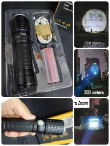 ไฟฉาย POWER FLASHLIGHT  ปรับไฟได้ 6 ระดับส่องได้ไกลถึง 300 เมตรในที่มืดสนิท ชาร์จไฟได้ แบตลิเธียมความจุ 4800 mAH ใช้งานได้นาน 6-8 ขม ชาร์จไฟได้ ZJ-532