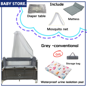Baby cot bed Crib With Mosquito Net With Shaker Multifunctional Mobile Liftable 2 Layer Stitching Big Bed