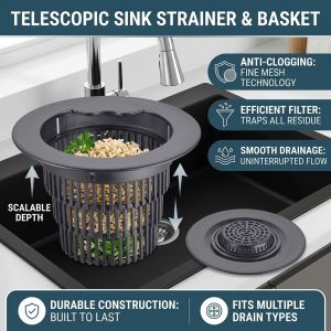 Large Drainage Anti-Blocking Telescopic Sink Filter Basket Anti-Clogging Mesh Drain Stoppers Anti-Blocking Cleaning Accessories