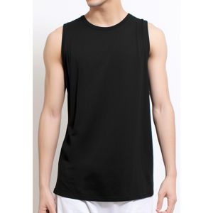 Singlet Pria Dewasa Tebal Strech PREMIUM Tanpa Lengan Fitnes Tanktop Sportwear Katun Hitam Polos