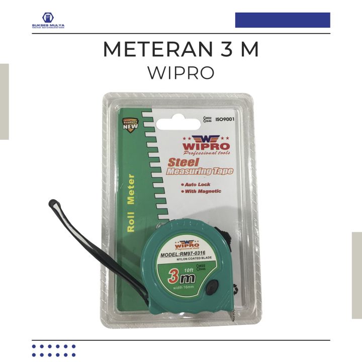 Meteran Wipro 3 Meter RM97 Rol Meter Tukang Plat Besi Alat Ukur Panjang Meteran Meter Roll Meter