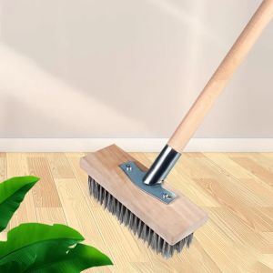 Long Handle Steel Wire Floor Brush Outdoor Cleaning Hard Bristle Floor Broom Moss Removal Scrubbing Brush