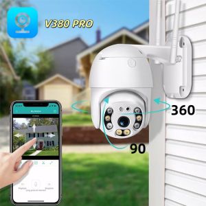 V380 Pro CCTV Camera Connect to cellphone wifi 360 Outdoor Waterproof  auto tracking Full Color night vision two-way audio waterproof remote APP Control Video Surveillance