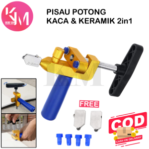 Alat Potong Kaca 2in1 Praktis Untuk Permukaan Kaca Cermin Ubin Keramik Tool Set Multifungsi