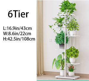 Plardin 2/3/4/5/6/8 Layers Metal Plant Stand Outdoor Balcony Potted Plant Courtyard Decorated Flower Rack Iron Frame Simple Metal Wrought Iron Paint Flower Stand