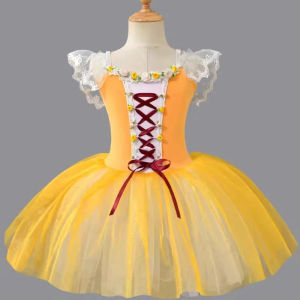 Yellow Ballet Tutu Dress Girls Dance Clothes Professional Swan Lake Ballerina Dress Kids Modern Dance Party Ballet Costume