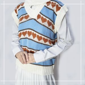 Jisoo Vest  Rompi wanita rajut premium korean style motif love vest murah