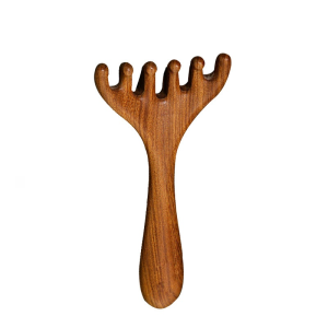 Wooden Comb Even Distribution Head Therapy Six-claw Meridian Massage Comb Natural Golden Sandalwood