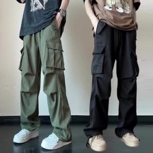 Seluar Panjang Lelaki Long Loose Fit Straight Cut Bottom Cargo Trousers Pant F23