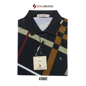 Kaos Kerah Pria Semboss Lengan Pendek Bahan Katun Adem Berkantong 3682
