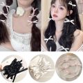 8/6PCS Bowknot Hair Clips Cute Girl Colorful Silk Ribbon Bang Clip Fashion Korean Elegent Ribbon Bow Hairpin INS Y2K Sweet Girl Headwear. 
