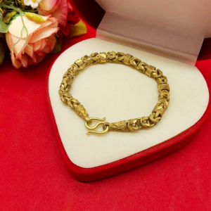 สร้อยข้อมืองานดิบทองเหลืองลายมีนาคั่นปล้อง ความยาว 7 นิ้ว งานดิบไม่ได้ชุบ ทองเหลืองโบราณ ใส่อาบน้ำได้ พร้อมส่ง